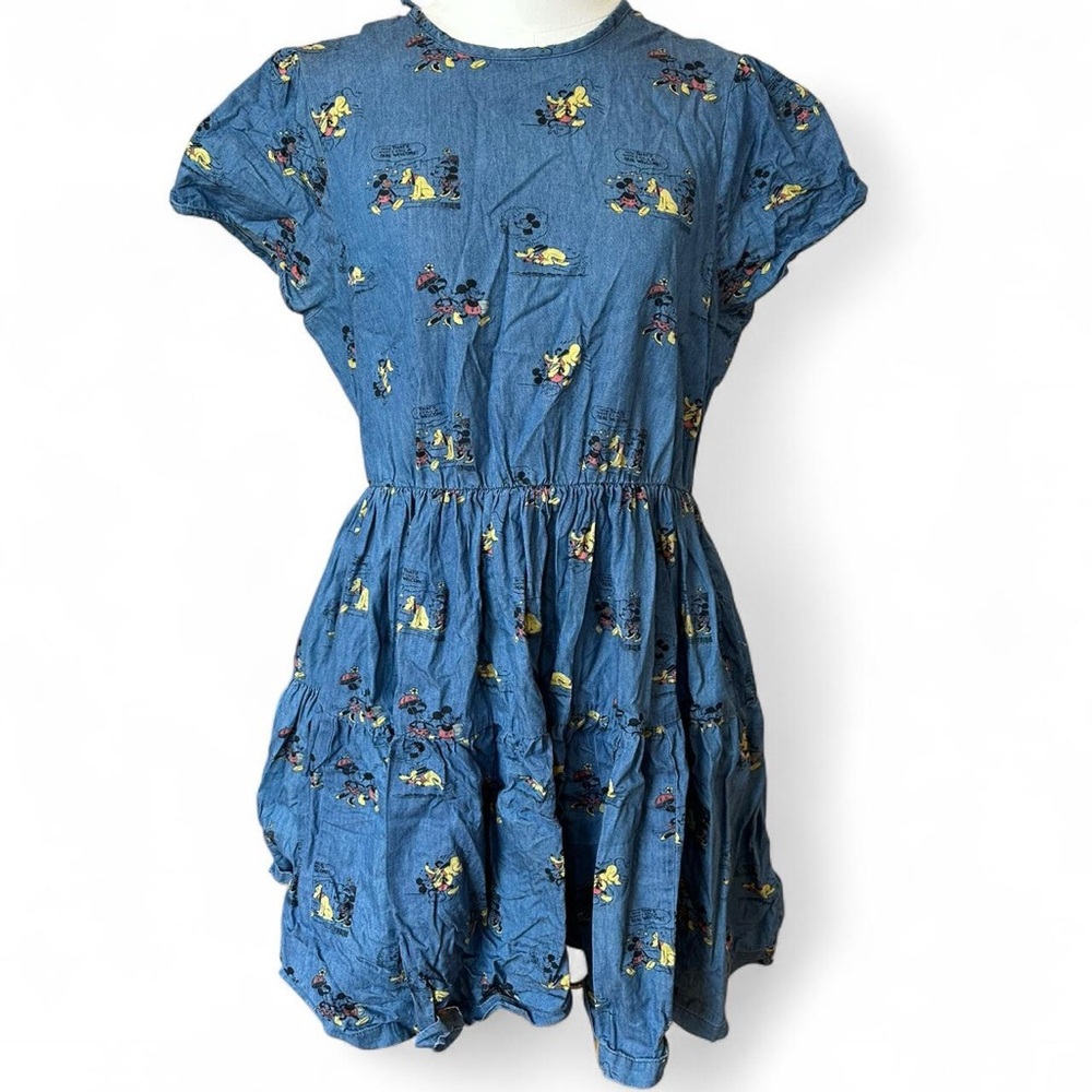 Disney Her Universe Mickey Mouse Pluto Denim Dress Women's Size Medium